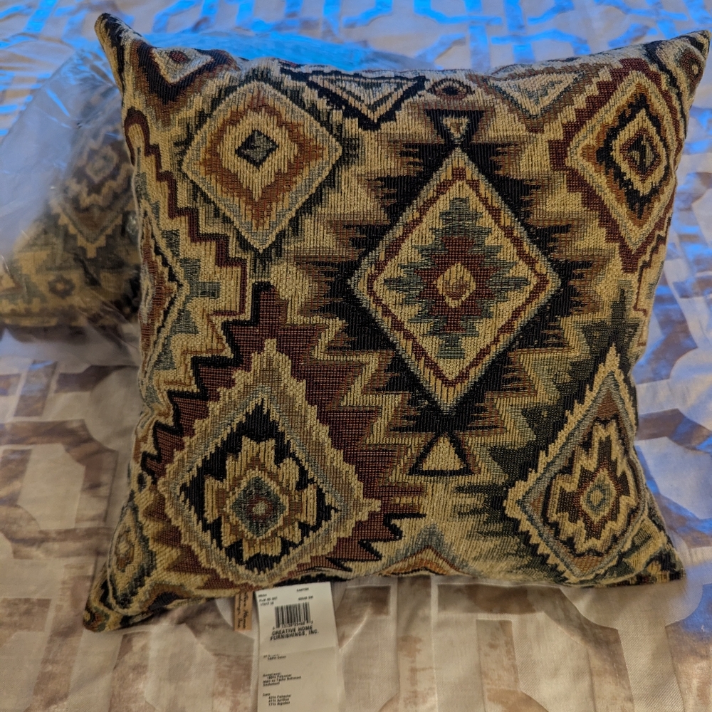 Set of 2 Aztec-Inspired Woven Accent Pillows